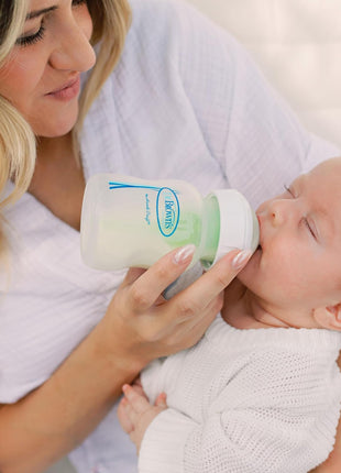 Dr. Brown's Natural Flow Anti-Colic Options+ Wide-Neck Glass Baby Bottles 5 oz/150 mL, with Level 1 Slow Flow Nipple, 3 Pack, 0m+