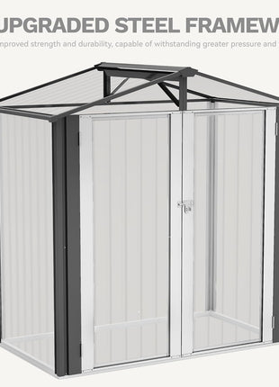 DWVO 6x4ft Outdoor Storage Shed, Weatherproof Tool Shed w/Locking Entry & Ventilation for Grass Cutter, Bike, Equipment, Courtyard, Garden (Dark Gray)