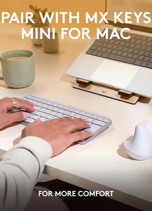 Logitech Lift for Mac Wireless Vertical Ergonomic Mouse, Bluetooth, Quiet Clicks, Silent Smartwheel, 4 Customizable Buttons, for macOS/iPadOS/MacBook Pro/MacBook Air/iMac/iPad - Off White