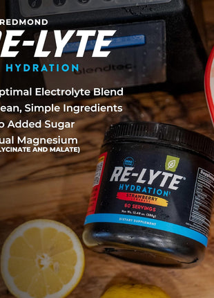 REDMOND Re-Lyte Electrolyte Powder, No Added Sugar (Strawberry Lemonade) | Hydration Powder