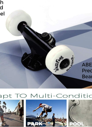 WhiteFang Skateboards for Beginners, Complete Skateboard 31 x 7.88, 7 Layer Canadian Maple Double Kick Concave Standard and Tricks Skateboards for Kids and Beginners