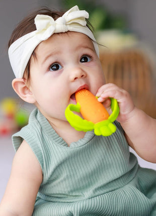 Infantino Lil' Nibbles Textured Silicone Teether, BPA-Free Baby Teething Toy, Soft, Easy to Hold, Sensory Stimulation for Infants, Carrot