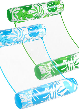 SLOOSH 2 Packs Hammock Pool Floats Adults, 4-in-1 Multi-Purpose Inflatable Pool Floats PVC Water Hammock Lounge Floaties