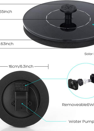 Mademax 1W Solar Bird Bath Fountain Pump, Solar Fountain, Free Standing Floating Solar Powered Water Fountain Pump for Bird Bath, Garden, Pond, Pool, Outdoor