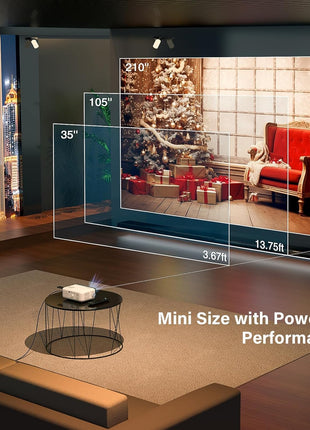 Mini Projector, VOPLLS 1080P Full HD Video Projector, Portable Outdoor Home Theater Movie Projector, 50% Zoom, Compatible with HDMI, USB, AV, Smartphone/Tablet/Laptop/PC/TV Box (25000L)