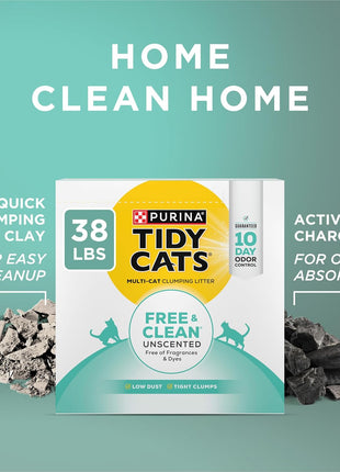 Purina Tidy Cats Free and Clean Unscented Cat Litter - 38 lb. Box