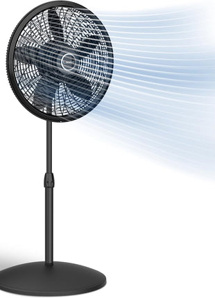 Lasko Pedestal Fan, Oscillating Fan for Bedroom with Adjustable Height and 3 Cooling Speeds, Portable, 18 inch, Black, 1827