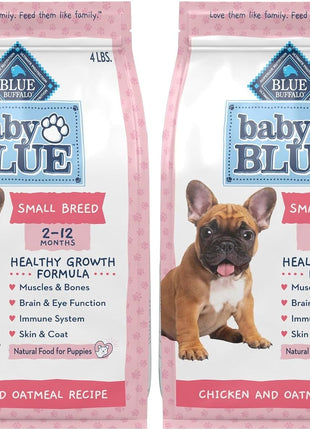 Blue Buffalo Dog Food, Chicken, Puppy, Small Breed | Healthy Growth Formula | With DHA | Oatmeal Recipe | 4-lb Bag Pack of 2