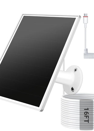 Solar Panel for Ring Camera, 6W Solar Charger with USB-C & Barrel Plug for Ring Stick Up Cam Plus/Pro & Spotlight Cam Battery Series, Waterproof, 16ft Cable, White