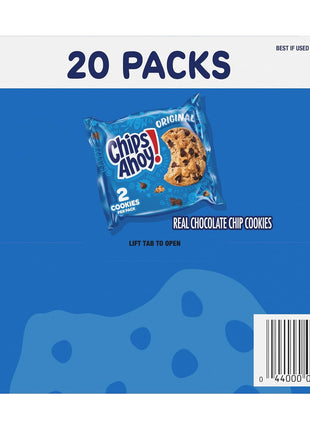 CHIPS AHOY! Original Chocolate Chip Cookies, 20 Snack Packs (2 cookies per pack)