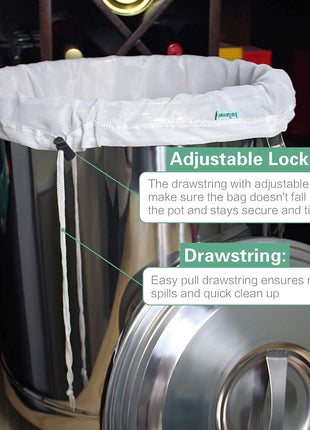 Brew Bag Reusable 2 Pack 22"×26" 250 Micron Fine Mesh Bag for Beer | 5 Gallen with Drawstring for Fruit Cider Apple Grape Wine Press Drawstring Straining Brew in a Bag