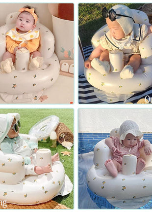 Inflatable Baby Chair, AirSwim Baby Inflatable Seat for Babies 3 Months and Up Summer Inflatable Baby Seat for Sitting Up, Blow Up Baby Floor Seat with Built in Air Pump, Orange