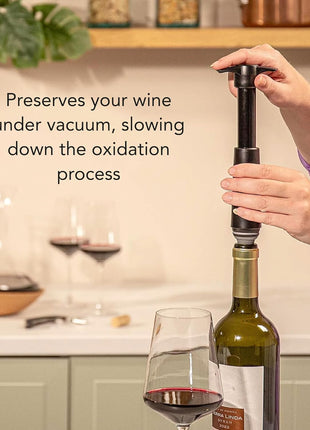 Vacu Vin Original Saver Wine Bottle Stopper – With 2 Vacuum Stoppers – Preserver Wine Stopper with Pump for Red or White Wine – Wine Accessories to Keep Wine Fresh – Airtight Seal Stoppers – Black