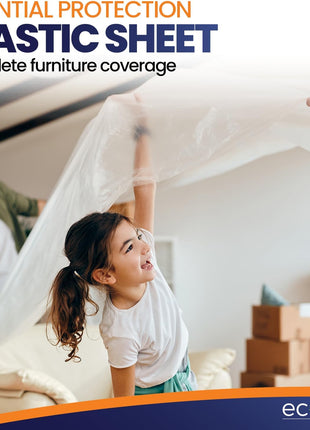 6 Pack 12 x 9 ft Extra Large Plastic Drop Cloth for Painting | Light & Durable Tarp Cover for Furniture Plastic Clear Tarp Waterproof - Paint Floor Covering - Painters Drop Cloth Sheeting