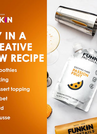 Funkin Fruit Puree | Real Fruit, Simple Ingredient, Natural Mixer for Cocktails, Drinks, Smoothies | Vegan, Non-GMO, Gluten-Free (2.2 lbs) (Passion Fruit)