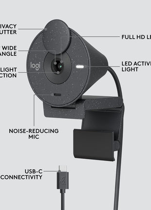 Logitech Brio 305 Full HD 1080P Webcam with Privacy Shutter, Mono Noise Reduction Mics, Works with Zoom, Microsoft Teams, Google Meet, Nintendo Switch 2's New GameChat Mode, Auto Light Correction