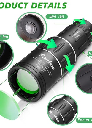 Monocular Telescope High Power 16X52, 2026 Power Prism Compact Monoculars for Adults Kids, Birthday Gifts for Men, Waterproof Fogproof Shockproof with Hand Strap, Bird Watching Hunting Camping Hiking