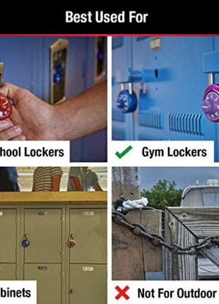 Master Lock 1530DCM School or Gym Locker Lock Combination Padlock, Back to School Essential, Pack of 1 - Colors May Vary