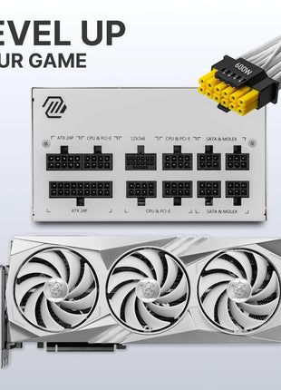 MSI MAG A850GL PCIE5 White, Fully Modular Compact Gaming 850W Power Supply, 80+ Gold, ATX 3.1 & PCIe 5.1 Ready, Native Dual-Color 12V-2x6 Cable, 10 Year Warranty