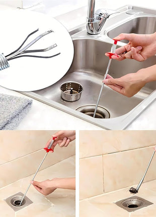 Drain Snake, Drain Clog Remover - Gutter Cleaning Tools Drain Cleaner for Toilet Sewer Shower Kitchen Bathroom Tub Clogged Drains Opener Cleaning Tool, Flexible Grabber Claw Pick Up Reacher (79 inch)