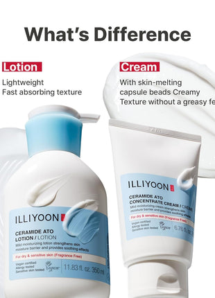 Illiyoon Ceramide Ato Lotion | Lightweight Moisturizer for Dry & Sensitive Skin, Barrier Repair for Face & Body, Mild for Babies, Vegan Certified, Korean Skin Care, 11.83 fl.oz.