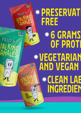 Fillos Walking Tamales Gluten Free Snacks Ready To Eat Vegan Snacks Microwaveable Meal, Gluten Free