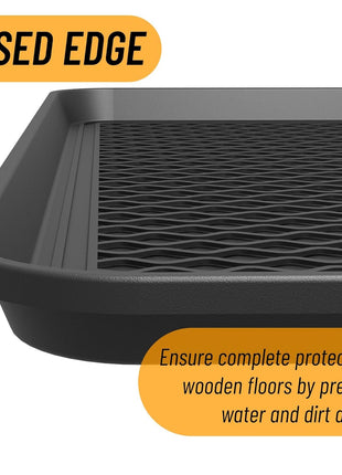 Ottomanson 15 inch x 30 inch Multi-Purpose Boot Tray – Waterproof Shoe & Pet Feeding Spill Tray, Litter Box & Pee Pad Holder, Painting & Planting Mat, 1.2 inch Raised Edge Floor Protection