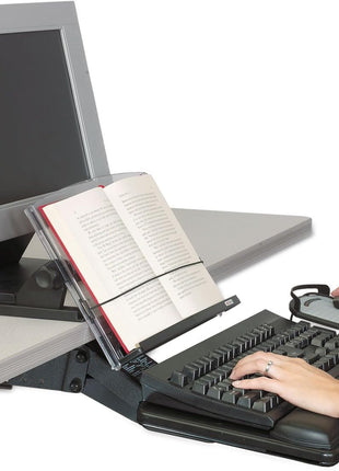 3M in-Line Adjustable Desktop Copyholder Plastic 150 Sheet Capacity Black/Clear MMMDH630