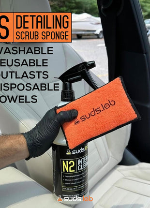 Suds Lab DS Microfiber Detailing Scrub Pad 2 Pack - Car Interior Cleaning & Detailing Microfiber Scrub Pads - Safe On Leather, Vinyl, Plastic, Etc.
