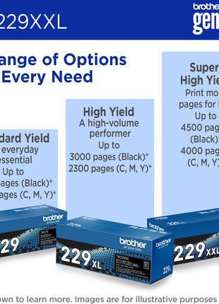 Brother Genuine TN229XXLY Yellow Super High Yield Printer Toner Cartridge - Print up to 4,000 Pages (1), Compatible with HL-L3295CDW, HL-L8245CDW, MFC-L3780CDW, and MFC-L8395CDW Printers