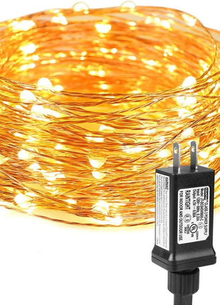 Lighting EVER Fairy Lights Plug in, 33ft 100 LED String Lights for Bedroom, Warm White Copper Wire Lights, Waterproof Indoor Outdoor Decorative Fairy Lights for Patio, Garden, Balcony, Vases, Craft