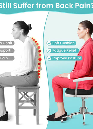 Office Chair Seat Cushion, Cooling Gel Enhanced Memory Foam Cushion for Long Sitting - Back, Sciatica, Coccyx, Tailbone Pain Relief Pillow - for Office, Gaming, Car, Wheelchair - Black, Large