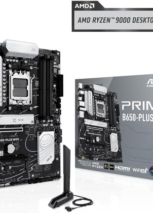 ASUS Prime B650-PLUS WiFi AMD B650 AM5 RyzenTM Desktop 9000 8000 & 7000 ATX Motherboard, DDR5, PCIe 5.0 M.2, 2.5Gb LAN, WiFi 6E, HDMITM, SATA 6 Gbps, USB Type-C®, BIOS FlashbackTM, ThunderboltTM 4 Header