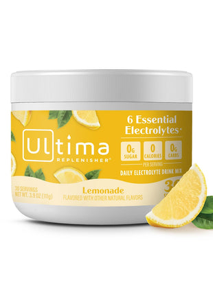 Ultima Replenisher Lemonade Electrolytes Powder, 30-Serving Canister | Daily Zero Sugar Hydration Powder with 6 Key Electrolytes & Minerals - Sugar Free, Plant Based & Keto Friendly