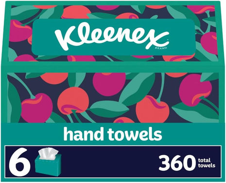 Kleenex Disposable Paper Hand Towels, 6 Boxes, 60 Tissues per Box (360 Total Tissues), Packaging May Vary | 360 Total Tissues