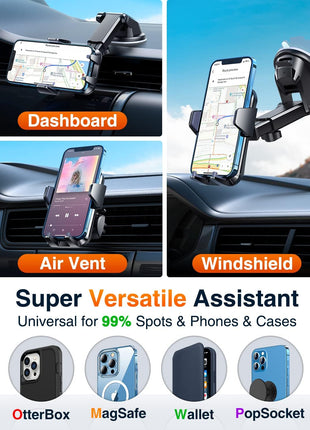 VANMASS【85+LBS Strongest Suction & Military-Grade Ultimate Car Phone Mount【Patent & Safety Certs】 Cell Phone Holder for Dash Windshield Vent for iPhone 17 Pro Max Automobile Accessory Kits,Ink Black