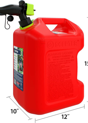 Scepter FSCG552 Fuel Container with Spill Proof Spout with Bonus Spout Extender, Rear Handle Red Gas Can, 5 Gallon