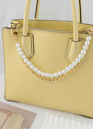 RAPUDA 2Pcs Pearl Purse Chain,Bag Purse Charms Chain for Handbags,Metal Purse Strap Extender Replacement for Handbags Crossbody Shoulder Bag,Purse Accessories Charms(12.2 inch Gold)