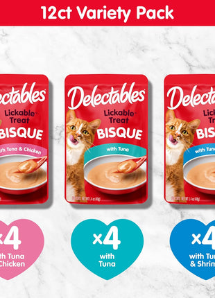 Delectables Bisque Lickable Wet Cat Treats - Chicken, Tuna & Shrimp, 12 count