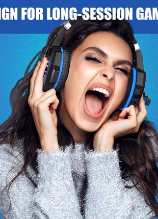 BENGOO G9000 Stereo Gaming Headset for PS4 PC Xbox One PS5 Controller, Noise Cancelling Over Ear Headphones with Mic, LED Light, 7.1 Surround Sound, Soft Memory Earmuffs for Nintendo Xbox Series X|S