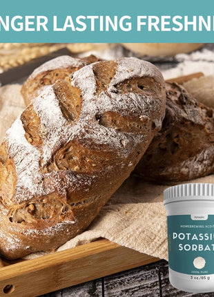 3 oz Potassium Sorbate Food Grade, 100% Pure, Premium Potassium Sorbate for Wine Making, Home Brewing, Cakes, Soft Candy, Cookies and More