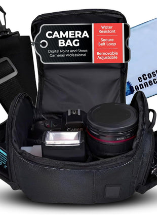 eCostConnection Medium Camera Bag Case – Soft Padded Camera Equipment Bag for DSLR & Mirrorless Cameras, Fits Nikon Canon Sony, Protective Shoulder Carry Bag