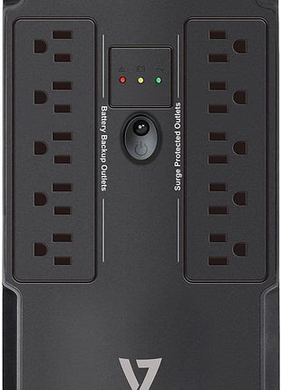 V7 UPS1DT550-1N UPS 550VA Desktop (330W, 10 Outlets NEMA 5-15 (B) (5 Battery Backup+5 Surge only), USB, Simulated Sine Wave, 6ms Transfer time, RJ-11/RJ-45 Protection) Black