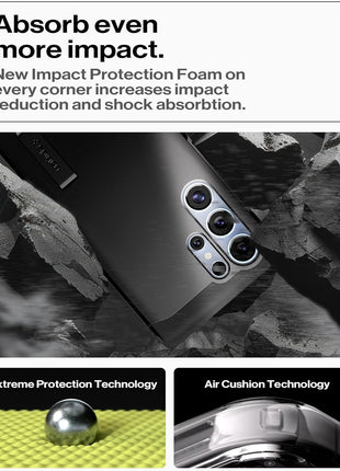 Spigen Tough Armor (Ai) MagFit Designed for Galaxy S25 Ultra Case [Kickstand] [Fast Wireless Charging] (2025) - Black