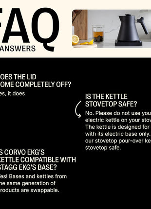Fellow Corvo EKG Pro Gooseneck Electric Kettle for Pour Over Coffee & Tea | Precise Temp Control, Quick Heating, Stainless Steel, Brew Timer, Scheduling, LCD Display, Hold Mode, 0.9 Liter, Matte Black