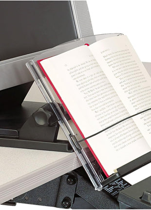 3M in-Line Adjustable Desktop Copyholder Plastic 150 Sheet Capacity Black/Clear MMMDH630