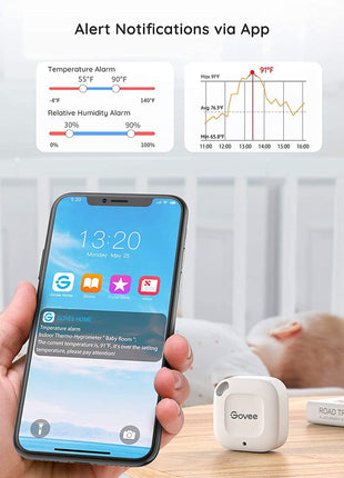 Govee Bluetooth Hygrometer Thermometer, Wireless Thermometer, Mini Humidity Sensor with Notification Alert, Data Storage and Export, 262 Feet Connecting Range
