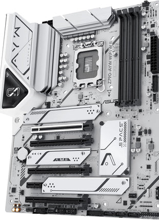 ASUS Z790-AYW WiFi W II Intel Z790 (LGA 1700) ATX Motherboard with PCIe® 5.0, 3X M.2, 12+1 DrMOS, DDR5, WiFi 6, 2.5Gb LAN, HDMI, USB 10Gbps Type-C®, USB 10Gbps Type-C®, ThunderboltTM, USB4®, Aura Sync