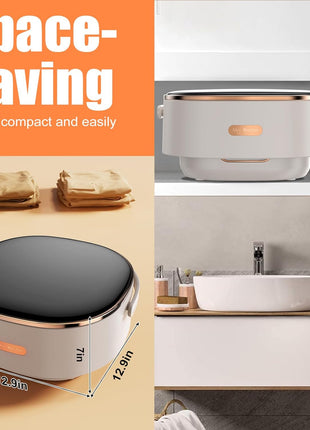 Portable Washing Machine,16L Foldable Mini Washer Machine with Spin Basket Laundry,Collapsible Small Underwear Washer Machine with 3 Cleaning Modes for Apartment Home Hotel Camping (Khaki)