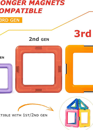 Coodoo Upgraded Magnetic Blocks Tough Tiles STEM Toys for 3+ Year Old Boys and Girls Learning by Playing Games for Toddlers Kids, Compatible with Major Brands Building Blocks - Starter Set